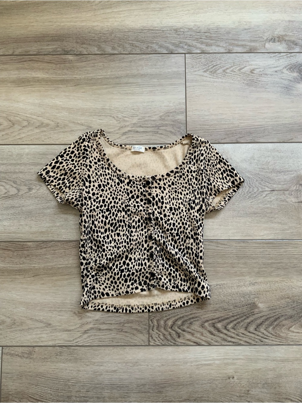 Brandy Melville Leopard Print Crop Top - Beige & Black